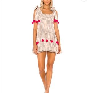 Sundress Pippa Mini Dress in Gingham Beige size M/L